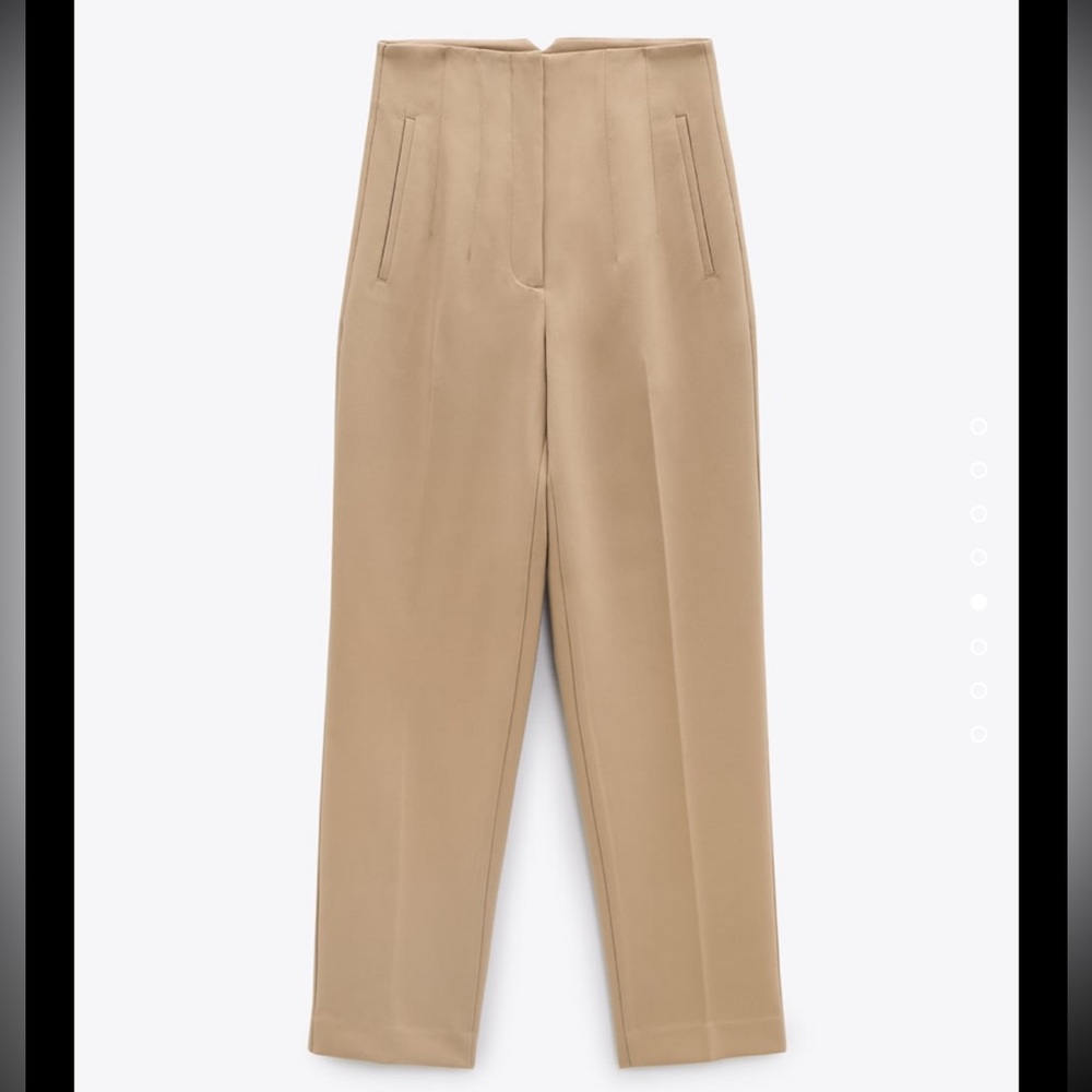 Zara High-Waisted Darted Pants in Taupe Camel